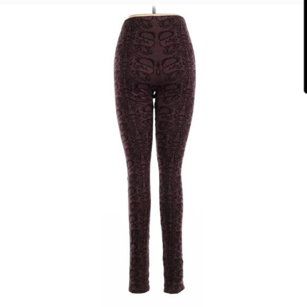 Free People Purple/Brown Knit Floral Leggings Size Medium